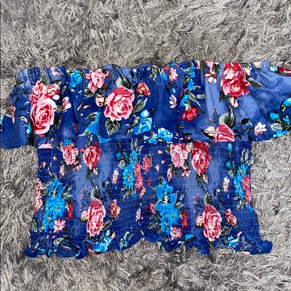 Floral Tropical Ruffled Tube Top